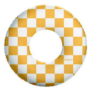 FUNBOY Kids 30 Tube Donut Style Pool Float - Yellow Checkers