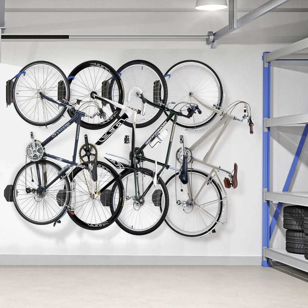 Bike Wall Mount Swivel Bike Rack Garage Space-Saving Bike Hooks & Hangers for Garage Vertical Garage Bike Rack Wall Mount for Storage Bike Hanger Can Hold Up to 70 Lbs Blue (4 Pack)