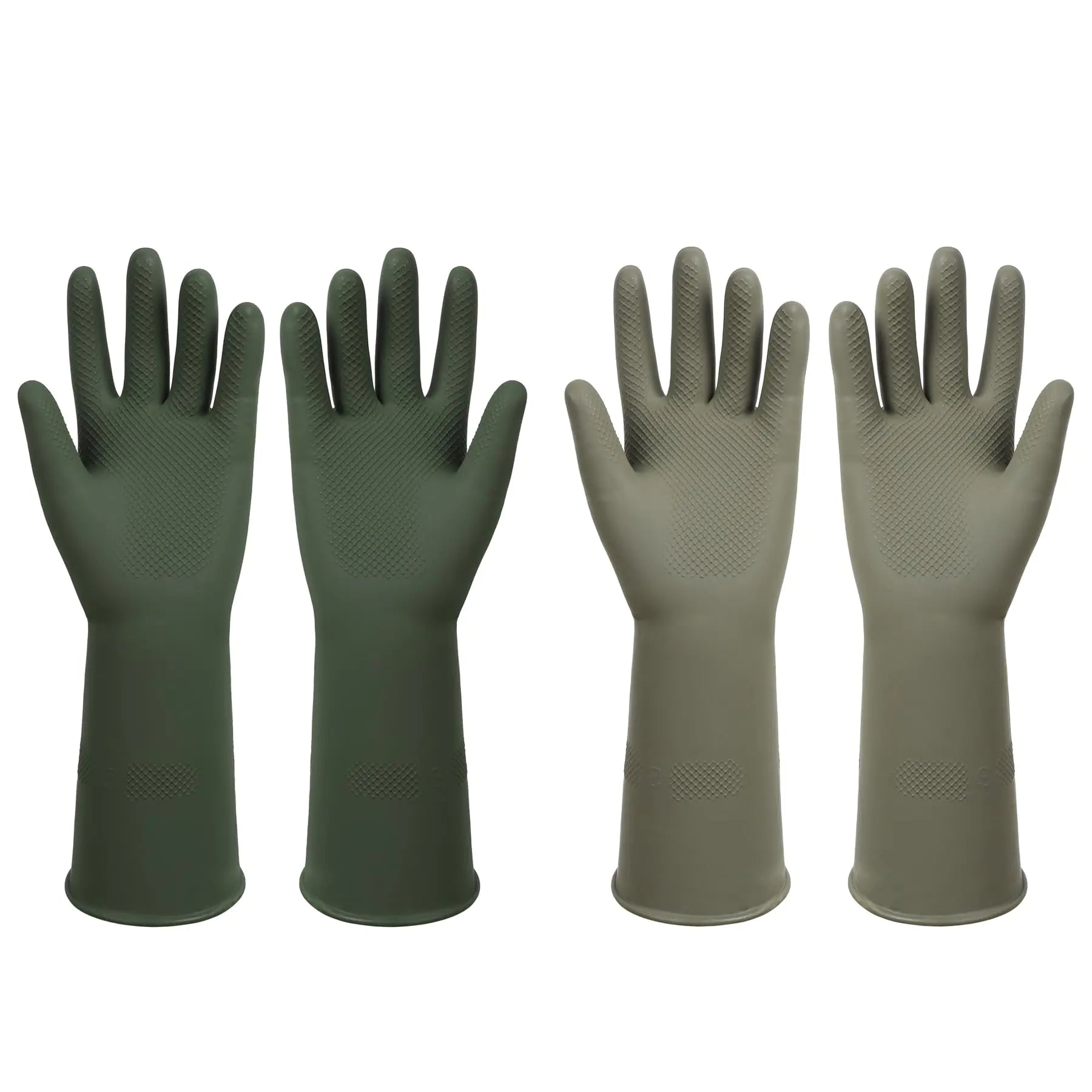 ZUIMER Dishwashing Rubber Gloves Reusable Kitchen Gloves 2Pairs Cleaning Gloves for Washing Dishes Long-lasting&Non-Slip (Dark Green&Grey S)