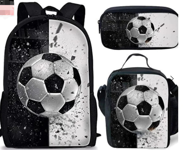 Children's Football Print 3-Piece Backpack Set