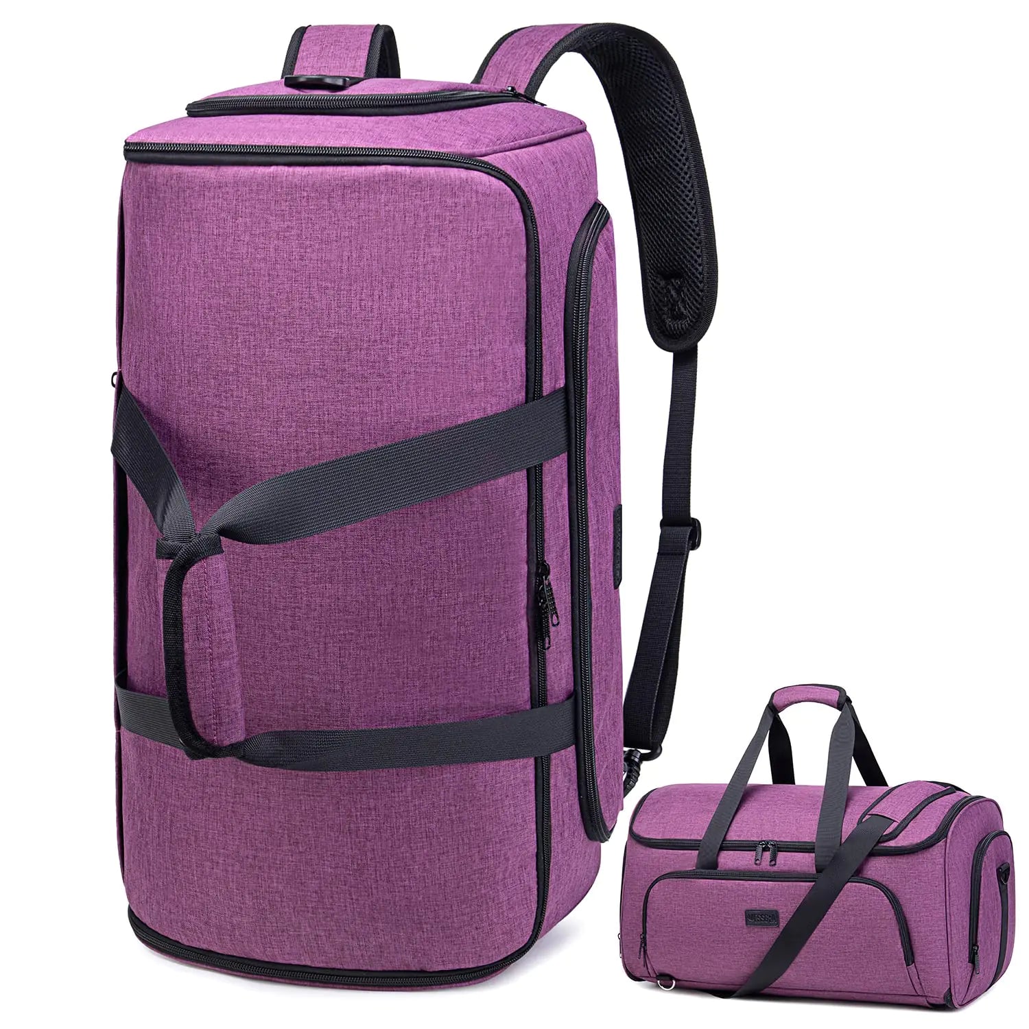 Garment Bags for Travel Convertible Garment Duffle Bag for Men Women Carry On Garment Bag Backpack 4 in 1 Travel Suit Bag with Shoe Compartment Large Weekender Bag-Purple
