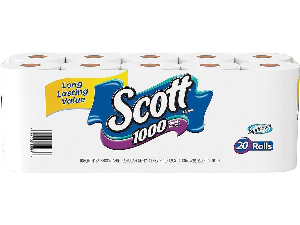 Scott 1000 Sheets Per Roll Toilet Paper Bath Tissue 20-Rolls