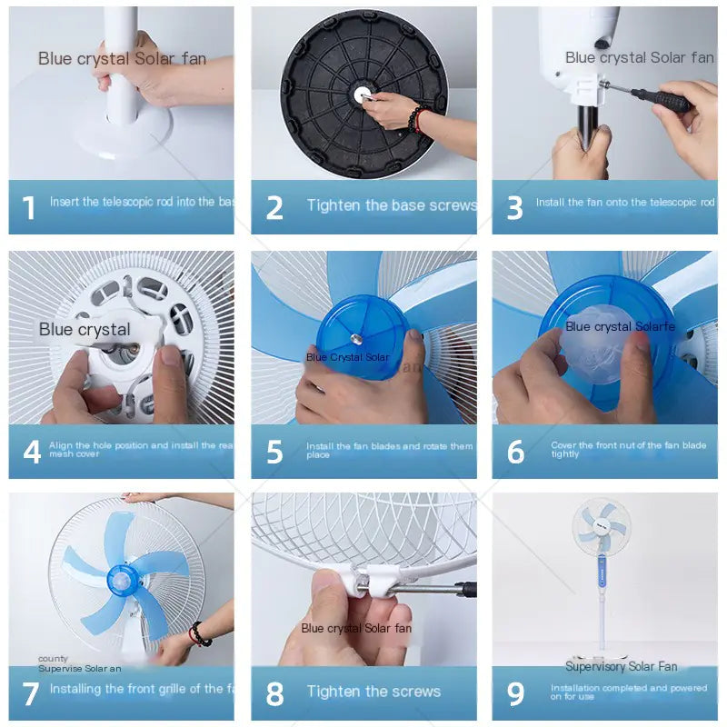 New Solar USB Charging Floor Fan with Light (16 Inch)