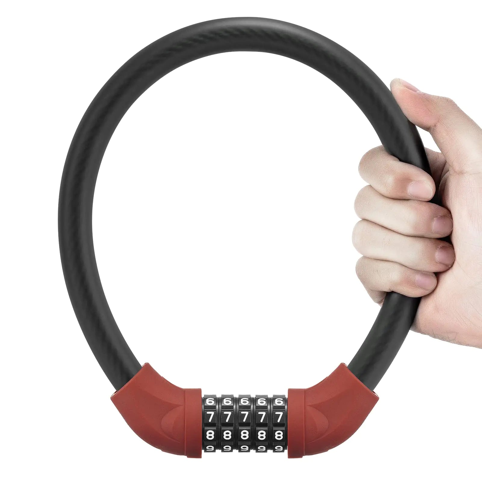 ROCKBROS Bike Lock 5 Digit Cable Lock Lightweight Bicycle Lock Bike Lock Combination Portable Lock for Bike 22inch Red