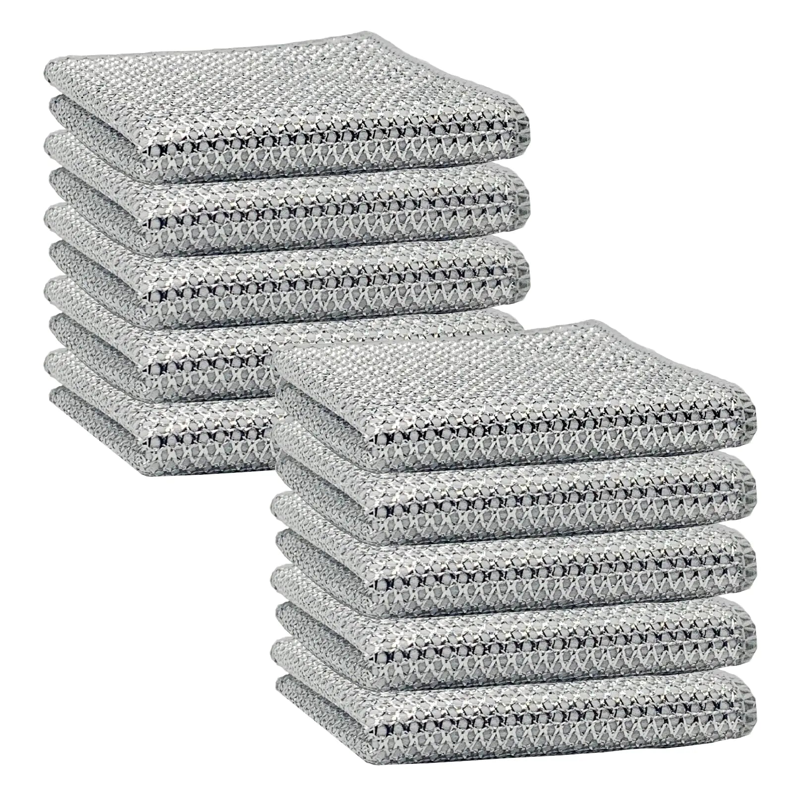 Giubog 10 PCS Triple Stainless Steel ScrubberWire Cleaning Dishwashing Rag Kitchen Towels and Dishcloths Sets for Cookware.Sinks Dishes Stove Top