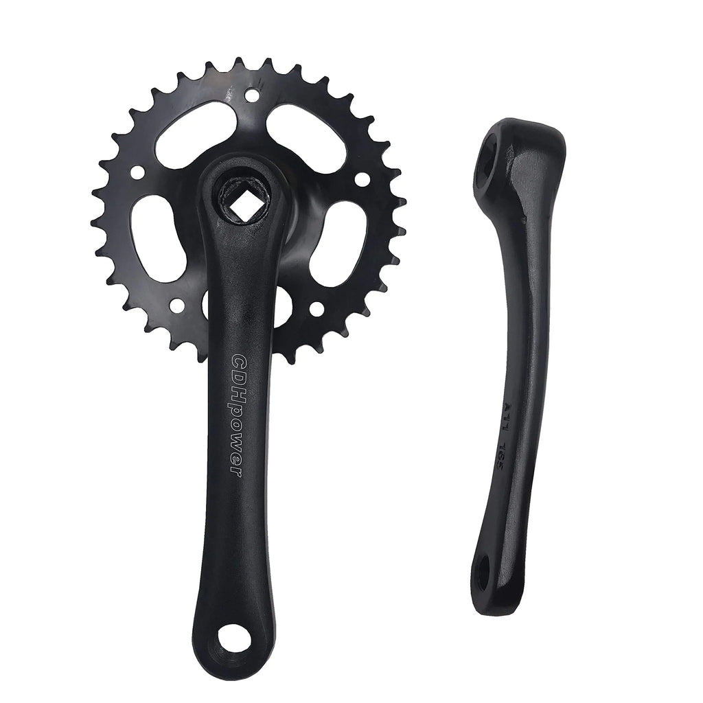 CDHPOWER 32T Single Speed Crankset 165mm x 32T for Mountain Road Bike Fixed Gear Bicycle Folding Bicycle(Square Taper Black32T Sprocket)