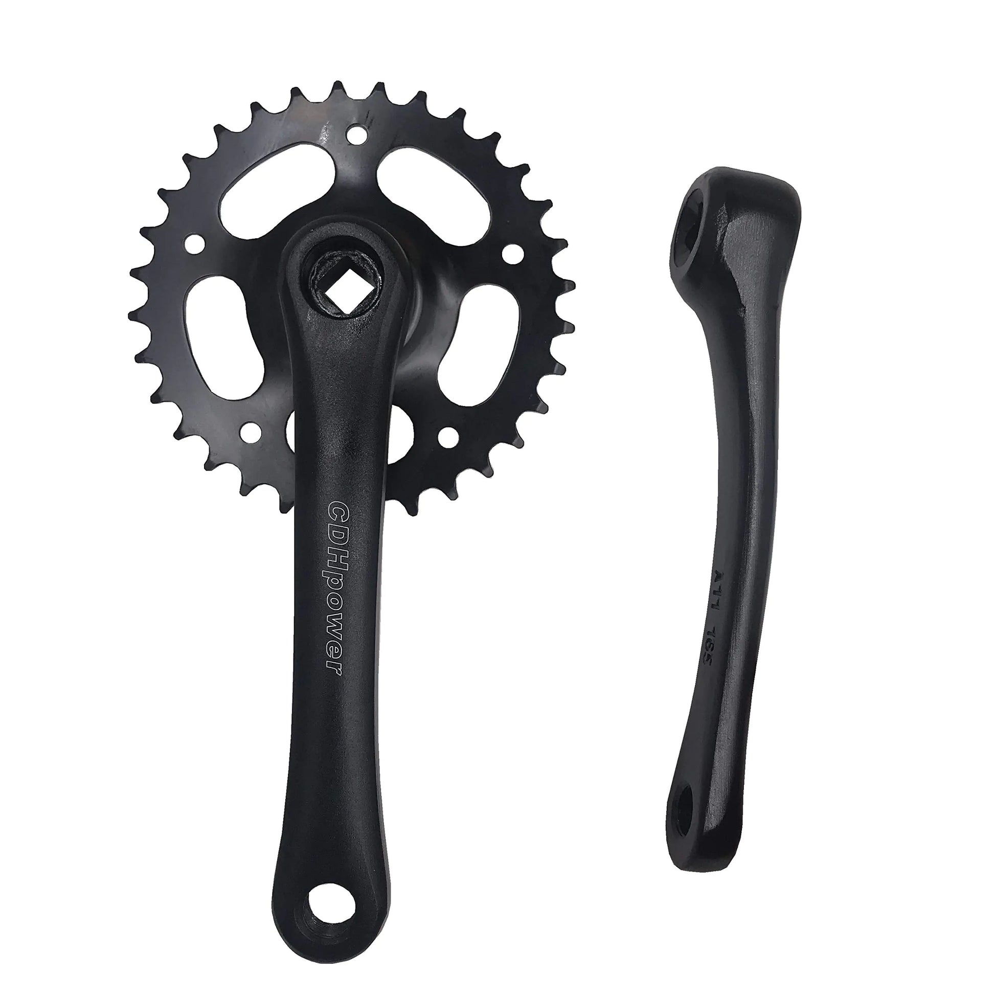 CDHPOWER 32T Single Speed Crankset 165mm x 32T for Mountain Road Bike Fixed Gear Bicycle Folding Bicycle(Square Taper Black32T Sprocket)