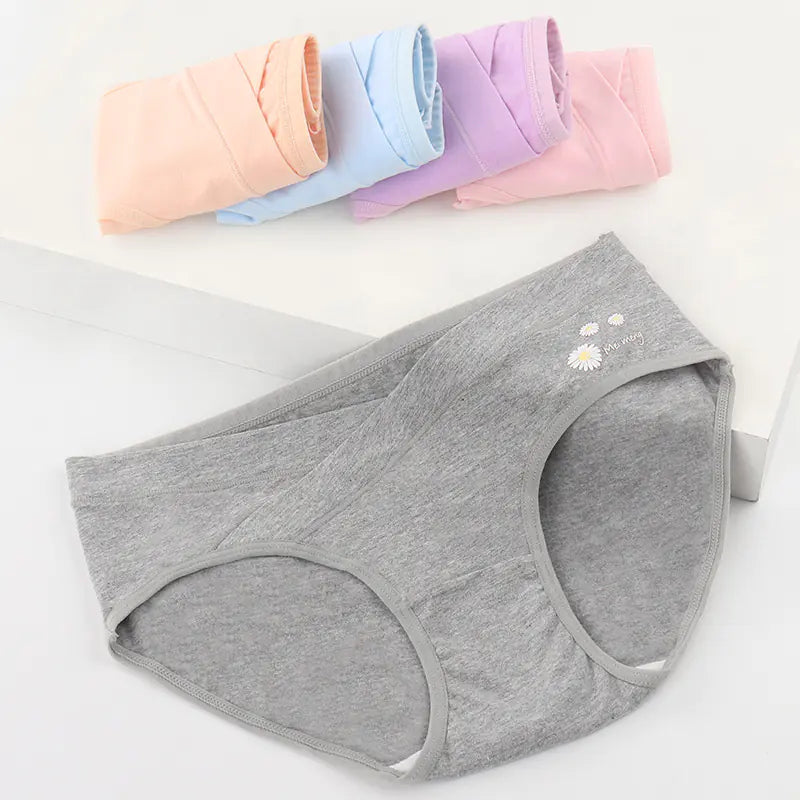 Women's Floral Embroidered Maternity Panties for Comfort