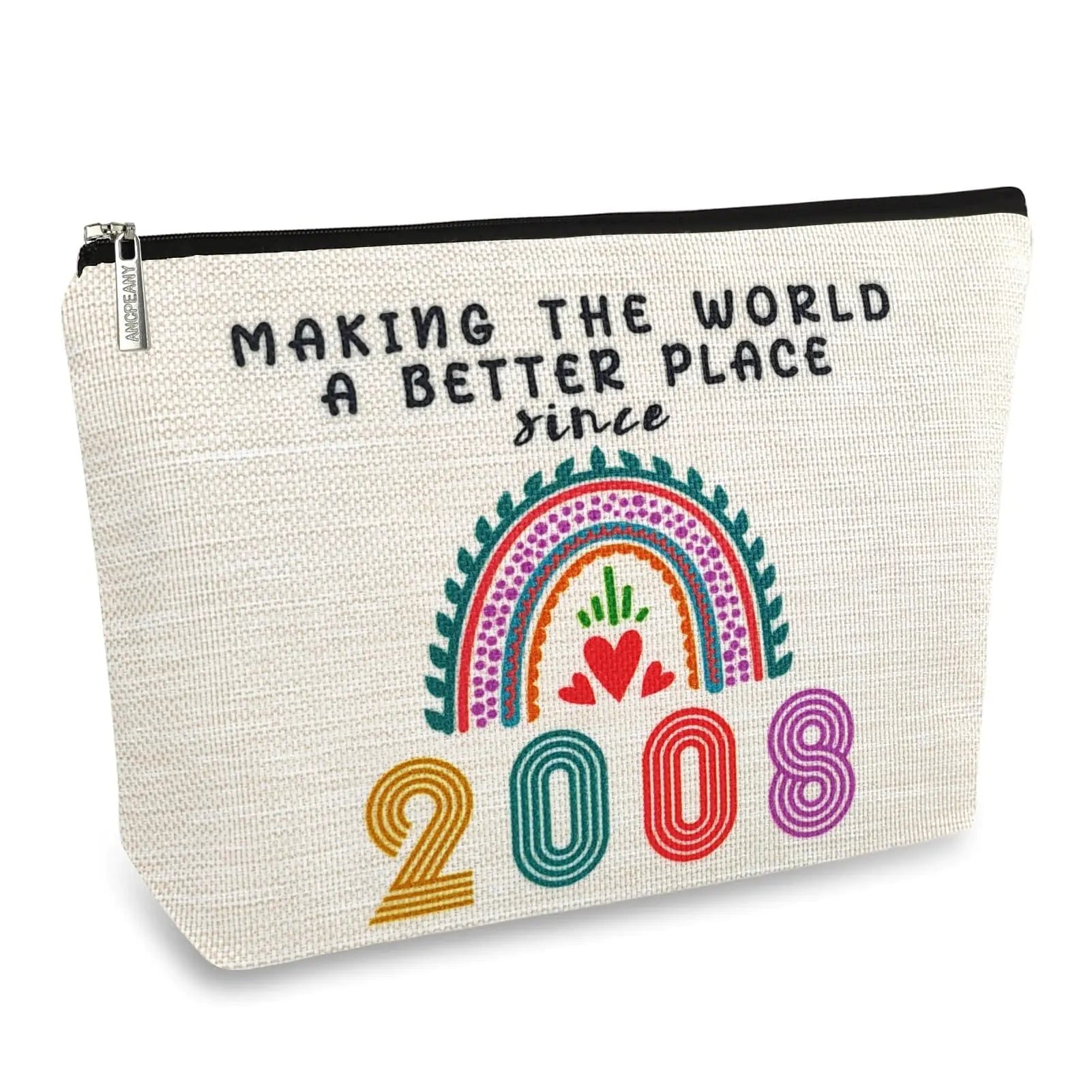 ancpeany 17th Birthday Decorations for Girls Her Teenage Girls Sister Daughter Granddaughter 2008 Funny 17 Year Old Girl Gift Ideas Makeup Bags Cosmetic Travel Bag for 17th Birthday Gifts