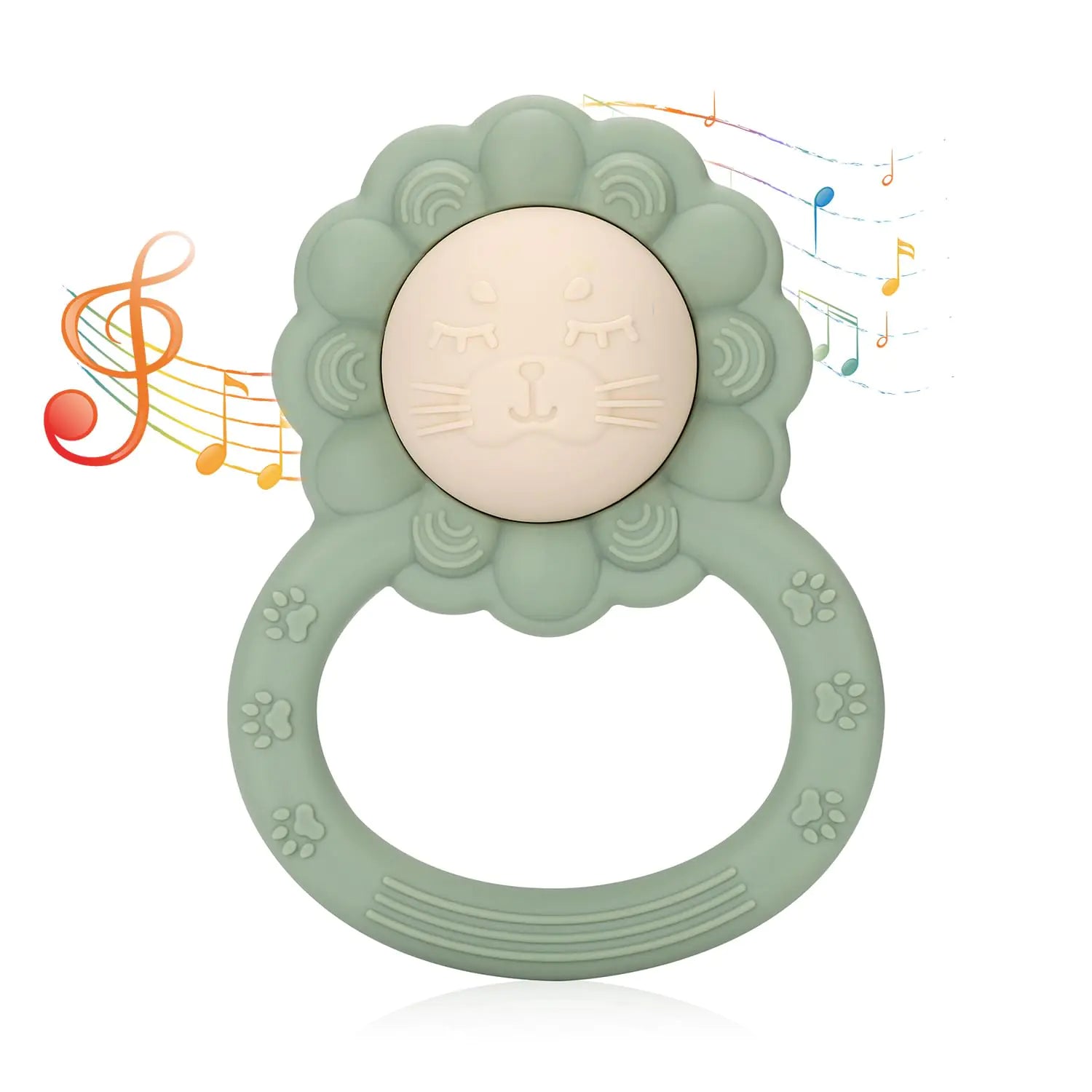 Socub Silicone Baby Teething Toy for Babies 3-6 12 18 Months Infants Silicone Shake Rattle Toy | Hand Baby Teether Toy for Babies BPA Free(Sage)