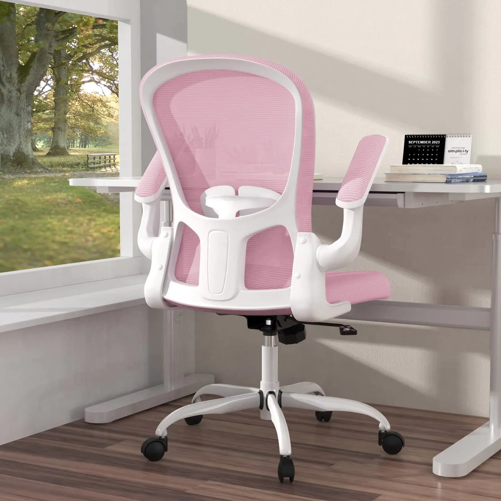Ergonomic Office Chair Comfort Swivel Home Office Task Chair Breathable Mesh Desk Chair Lumbar Support Computer Chair with Flip-up Arms and Adjustable Height