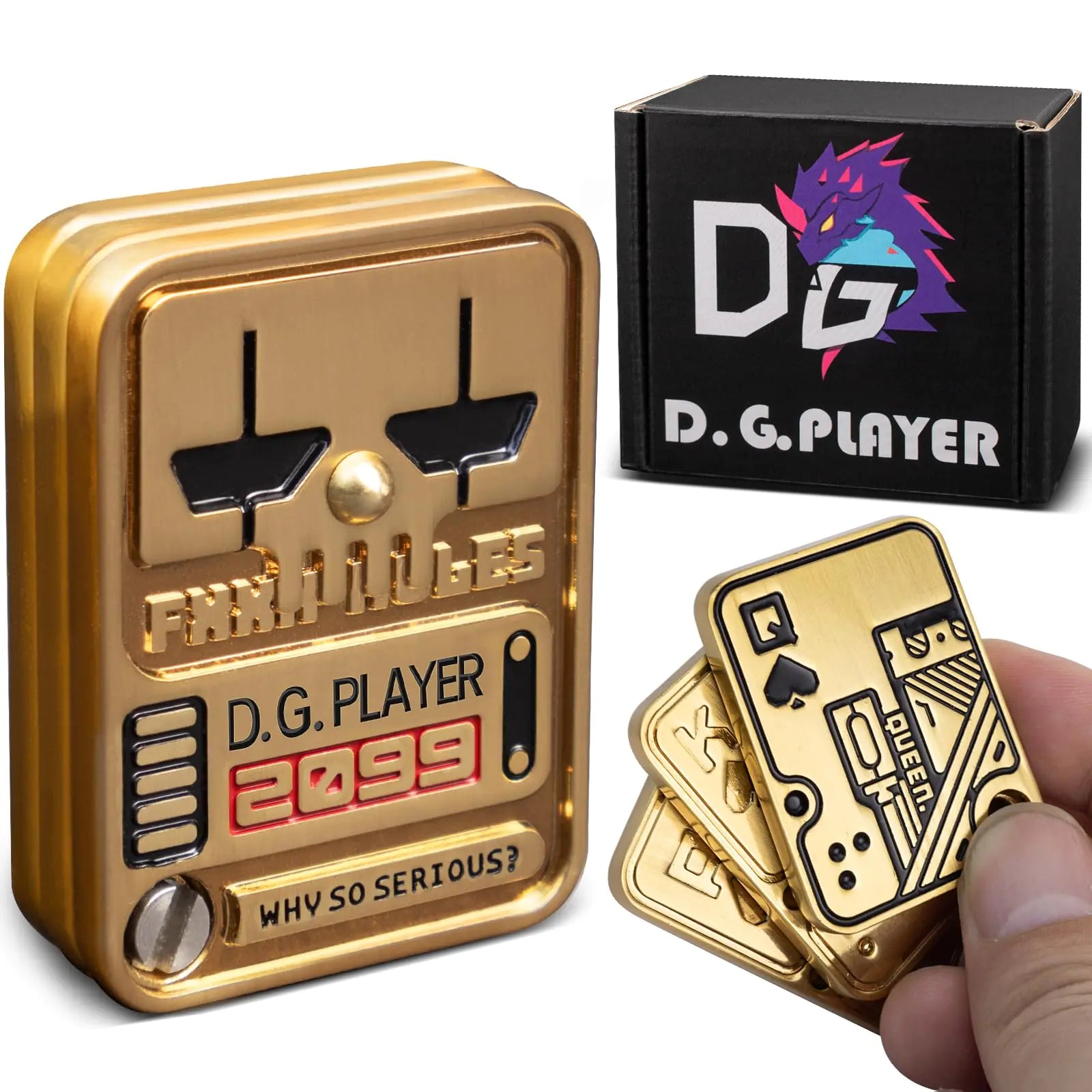 D.G.PLAYER Fidget Toys Adults Metal Magnetic Fidget Slider Triple EDC Cool Fidget Toys Men for Relieve Stress Tension Anxiety Improve Focus(Gold)