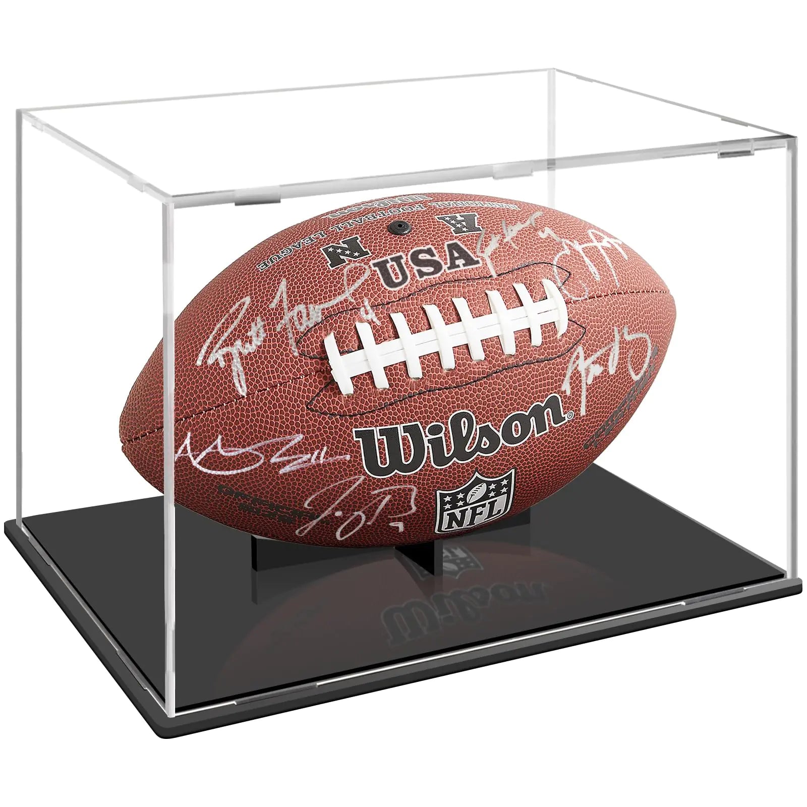 Football Display Case Clear Acrylic Football Display Cases Memorabilia Holder Removable Football Display Stand for Football No Assembly Required (Clear)