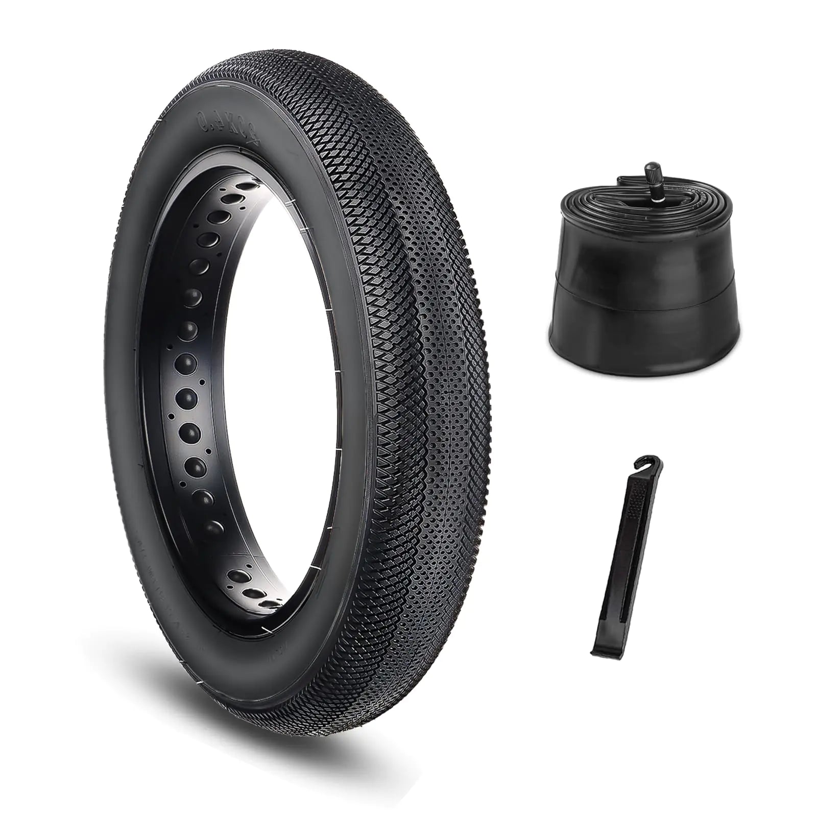 Hycline E-Bike Fat Tire Replacement Set: 26x4.0 Inch Folding Bicycle Tires Plus Bike Tubes and Tire Levers Compatible with Urban Street Mountain or 3-Wheel Bikes (1 Pair)