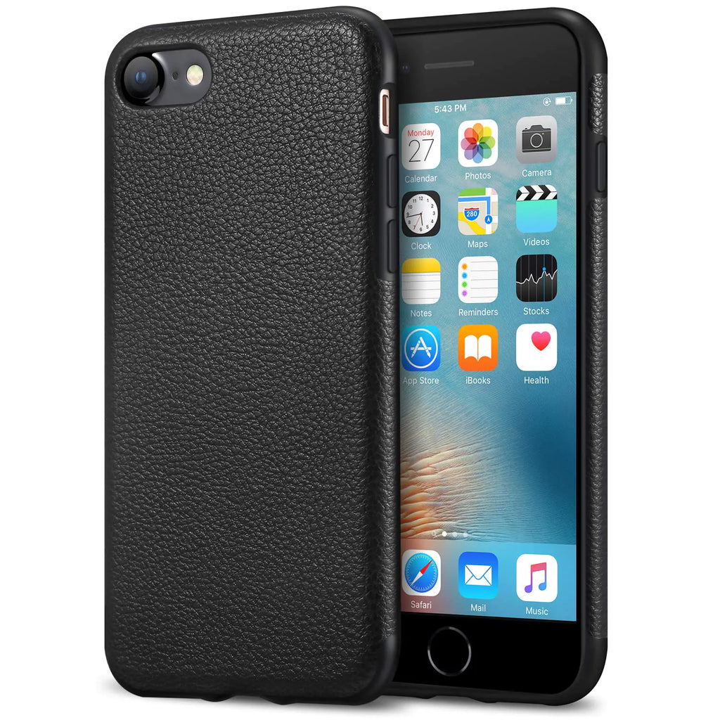 Tasikar Compatible with iPhone SE 2022 / iPhone SE 2020 Case/iPhone 7 Case/iPhone 8 Case Leather and TPU Design Slim Case for iPhone SE (3rd Gen/2rd Gen) & iPhone 7/8 (Black)