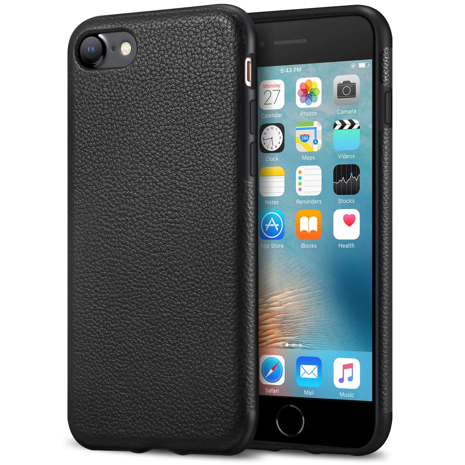 Tasikar Compatible with iPhone SE 2022 / iPhone SE 2020 Case/iPhone 7 Case/iPhone 8 Case Leather and TPU Design Slim Case for iPhone SE (3rd Gen/2rd Gen) & iPhone 7/8 (Black)