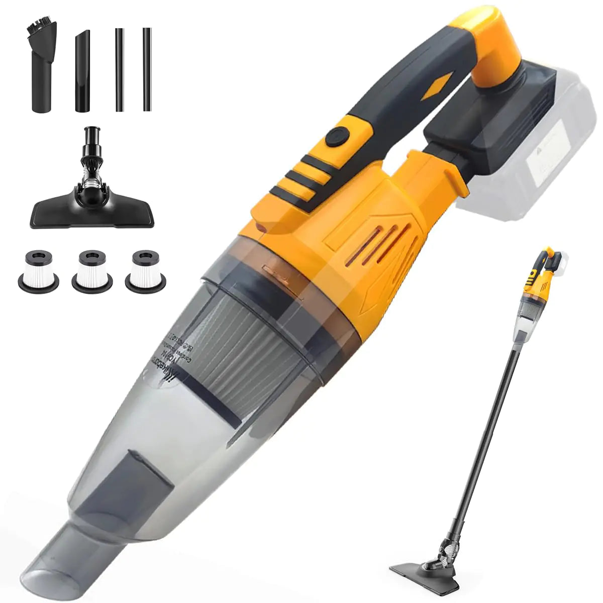 Cordless Vacuum Cleaner for Dewalt 20V Batteries Car Vacuum Cleaner Portable with 3 Filter for Hard Floor Car Pet Hair Cleaning (NO Battery)