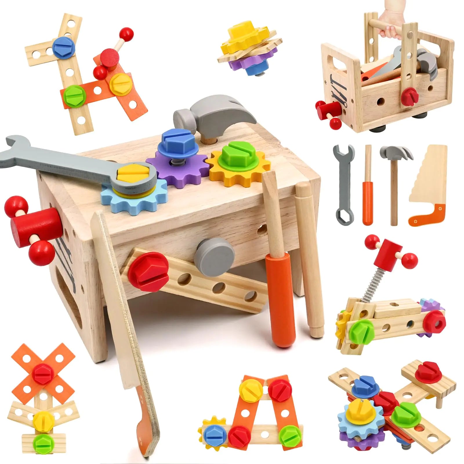 AiTuiTui Wooden Kids Tool Set 29 Pcs Montessori Toddler Toys with Tool Box Educational Pretend Play Construction Stem Learning Toys for Toddlers 2 3 4 5 Year Old Boy Girl Birthday Gifts