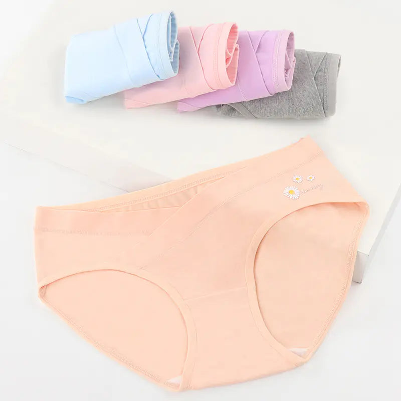 Women's Floral Embroidered Maternity Panties for Comfort