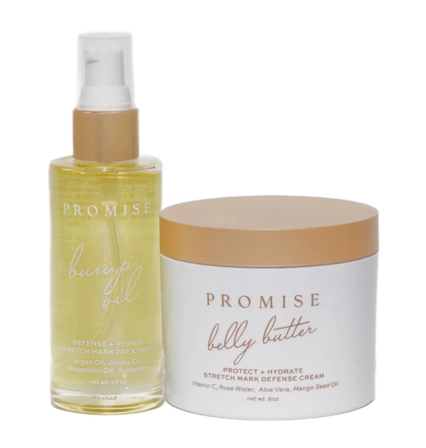 Promise Pregnancy Skin Care for Stretch Mark Prevention Scars and Dry Skin Ultra-Hydrating Belly Butter and Bump Oil for Pregnant Women Vegan Non-Toxic Set