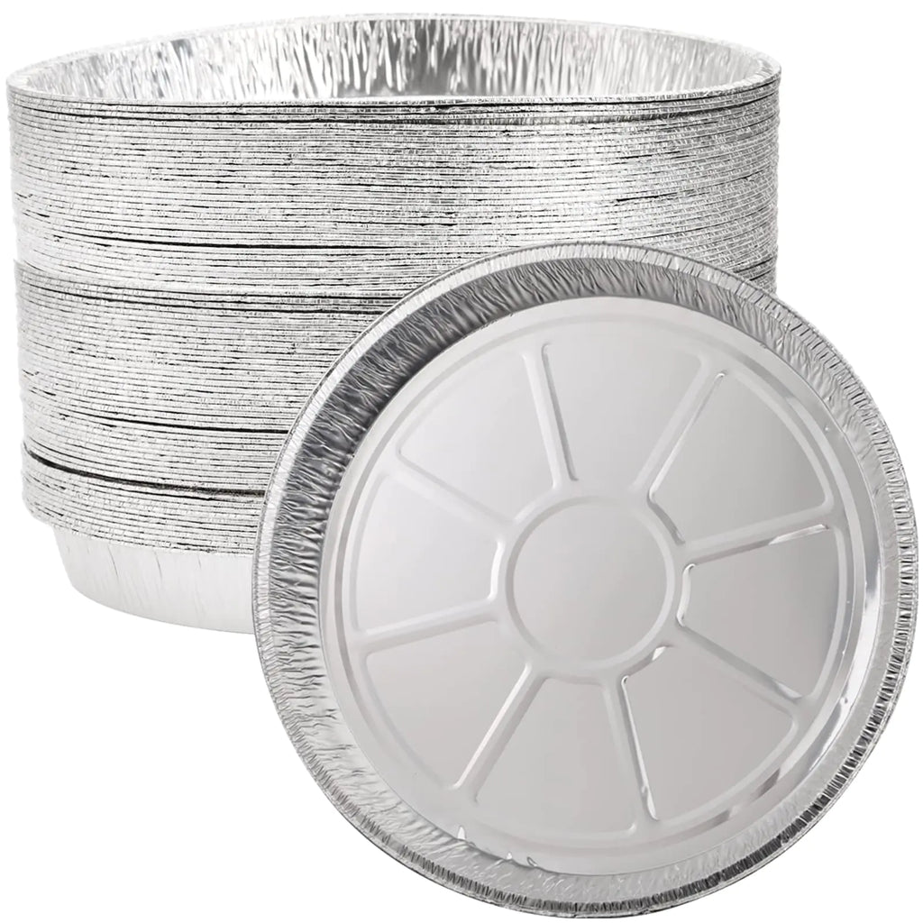 Frcctre 45 Pack 13 Inch Round Aluminum Foil Pans Heavy Duty Disposable Round Tin Foil Pans Pizza Pans for Baking Cooking Storage Roasting Reheating - Freezer & Oven Safe