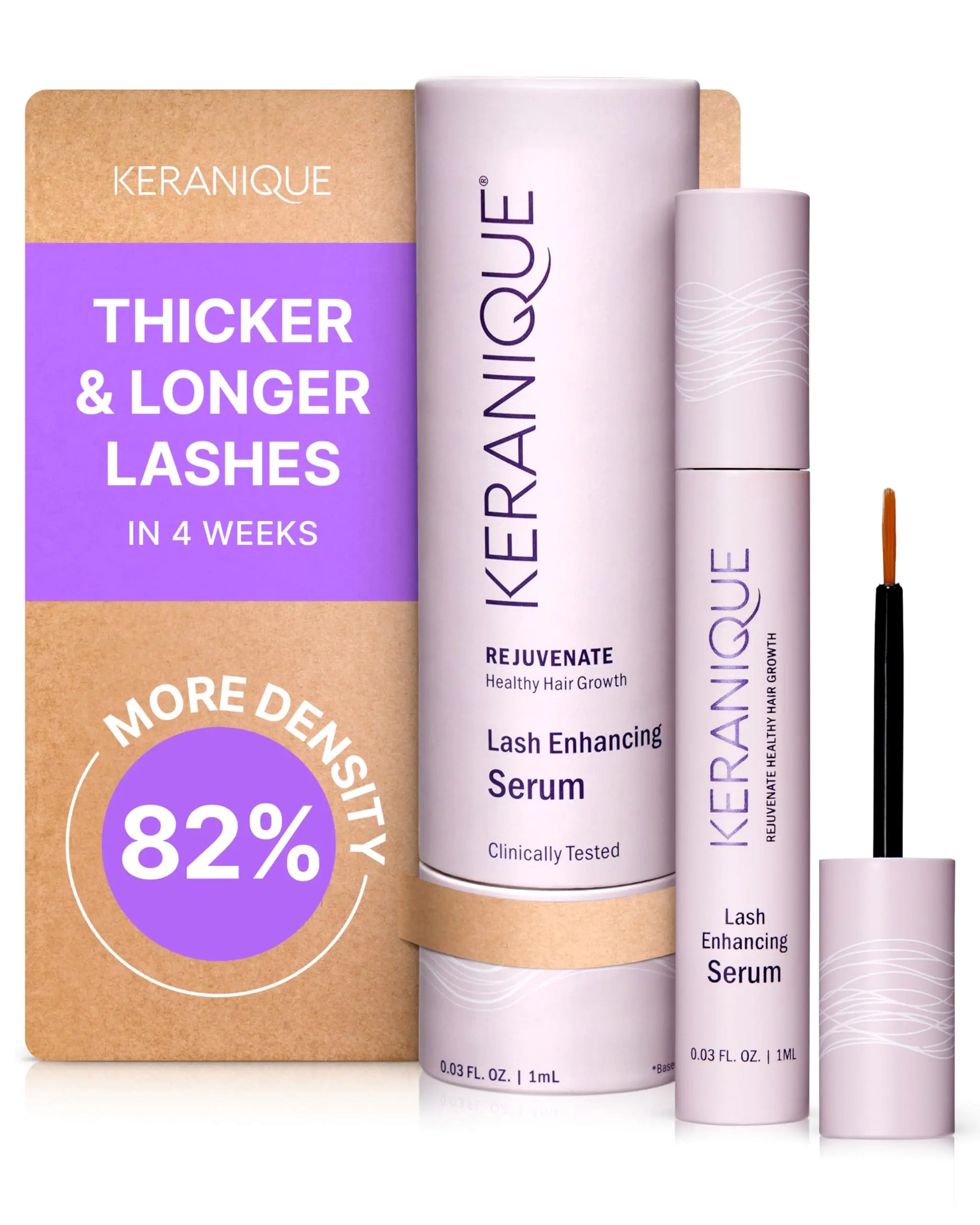 Keranique Lash Serum - Eyelash Growth Serum for Women with Thin & Brittle Eye Lashes - Intense Eyelash Serum for Growing Long Natural Eyelashes - Volumizing & Enhancing Anti-Aging Grow Boost Serum