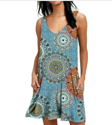 V-Neck Printed Sleeveless Top