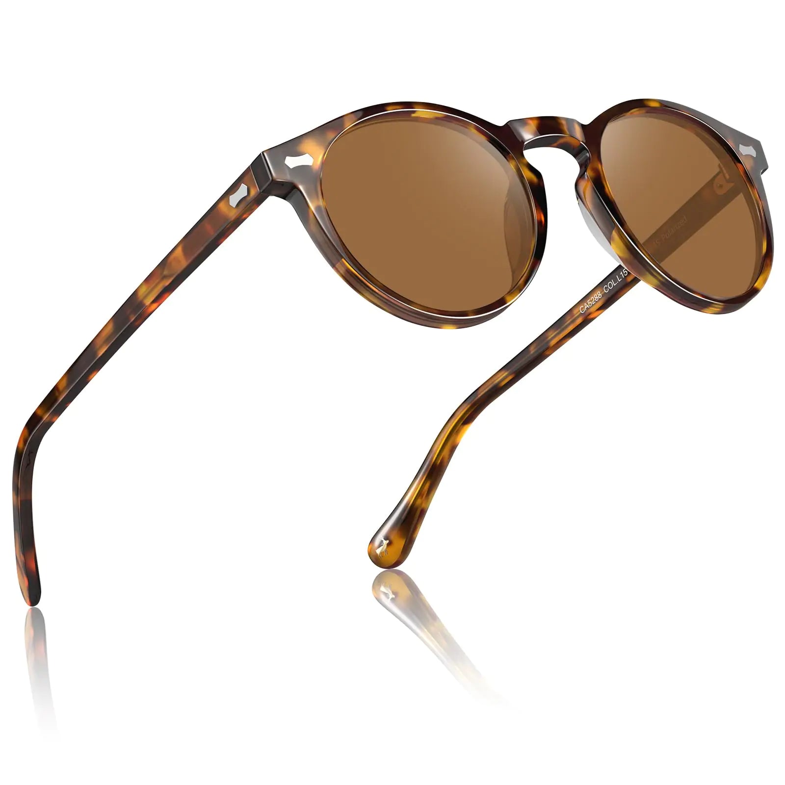 CARFIA Retro Round Polarized Sunglasses for Men Acetate Frame UV400 Driving Sun Glasses