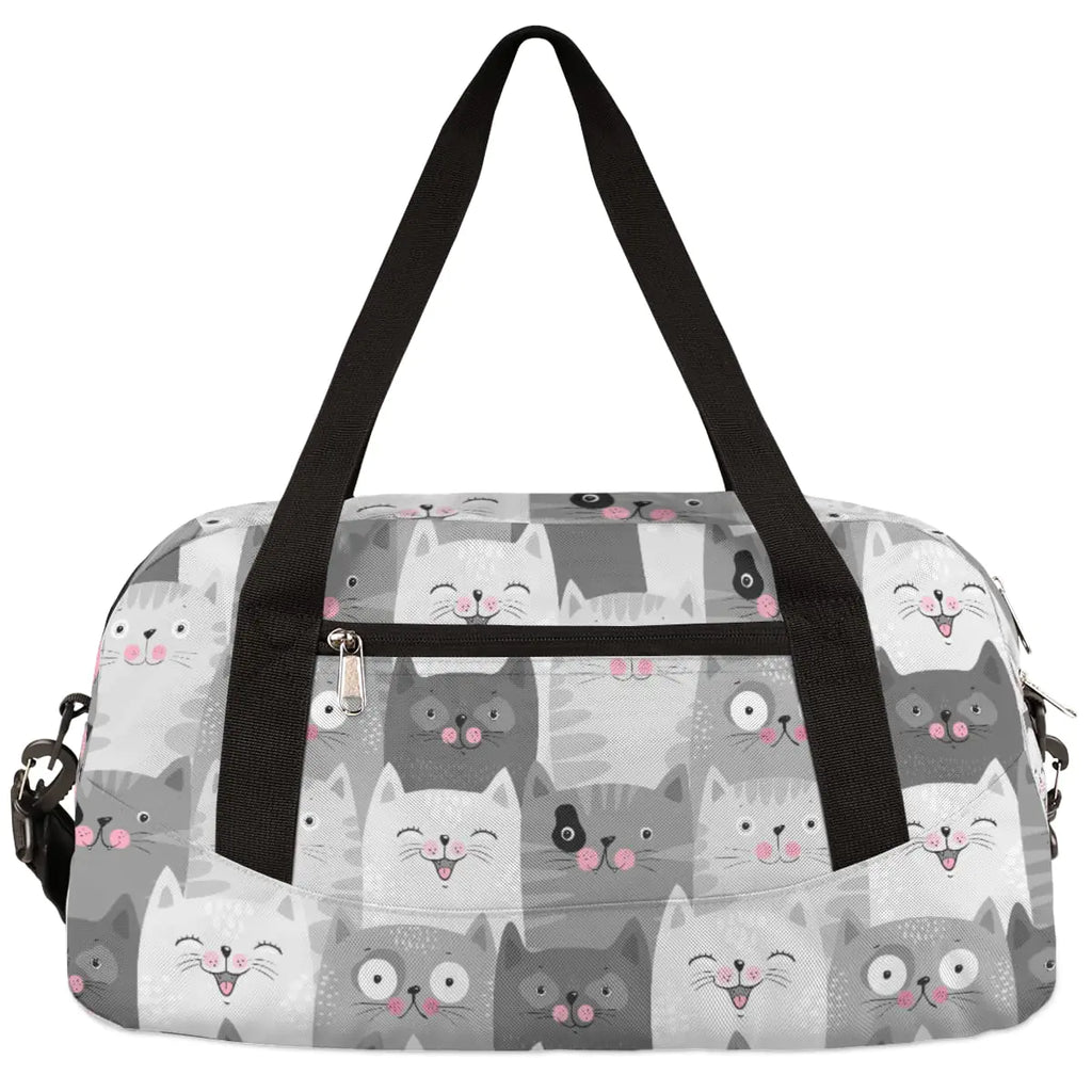 Animal Cat Kids Duffle Bag for Boys Girls Dance BagLovely Kitten Grey Sport Gym Bags Overnight Travel Bags Teen Kids Weekender Bag for School Practice Gymnastic Ballet