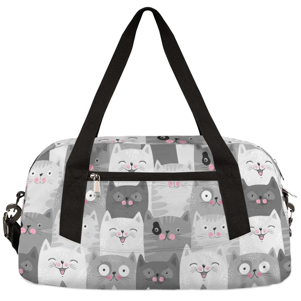 Animal Cat Kids Duffle Bag for Boys Girls Dance BagLovely Kitten Grey Sport Gym Bags Overnight Travel Bags Teen Kids Weekender Bag for School Practice Gymnastic Ballet