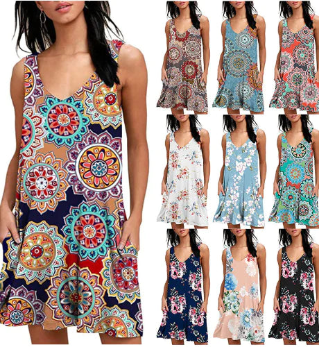 V-Neck Printed Sleeveless Top