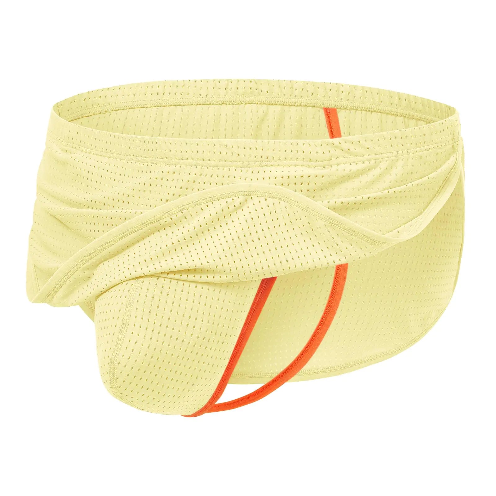ZAIGGUT Mens Mesh Boxers Short Leg Boxer Briefs Pouch Thongs Yellow Briefs Boxers L