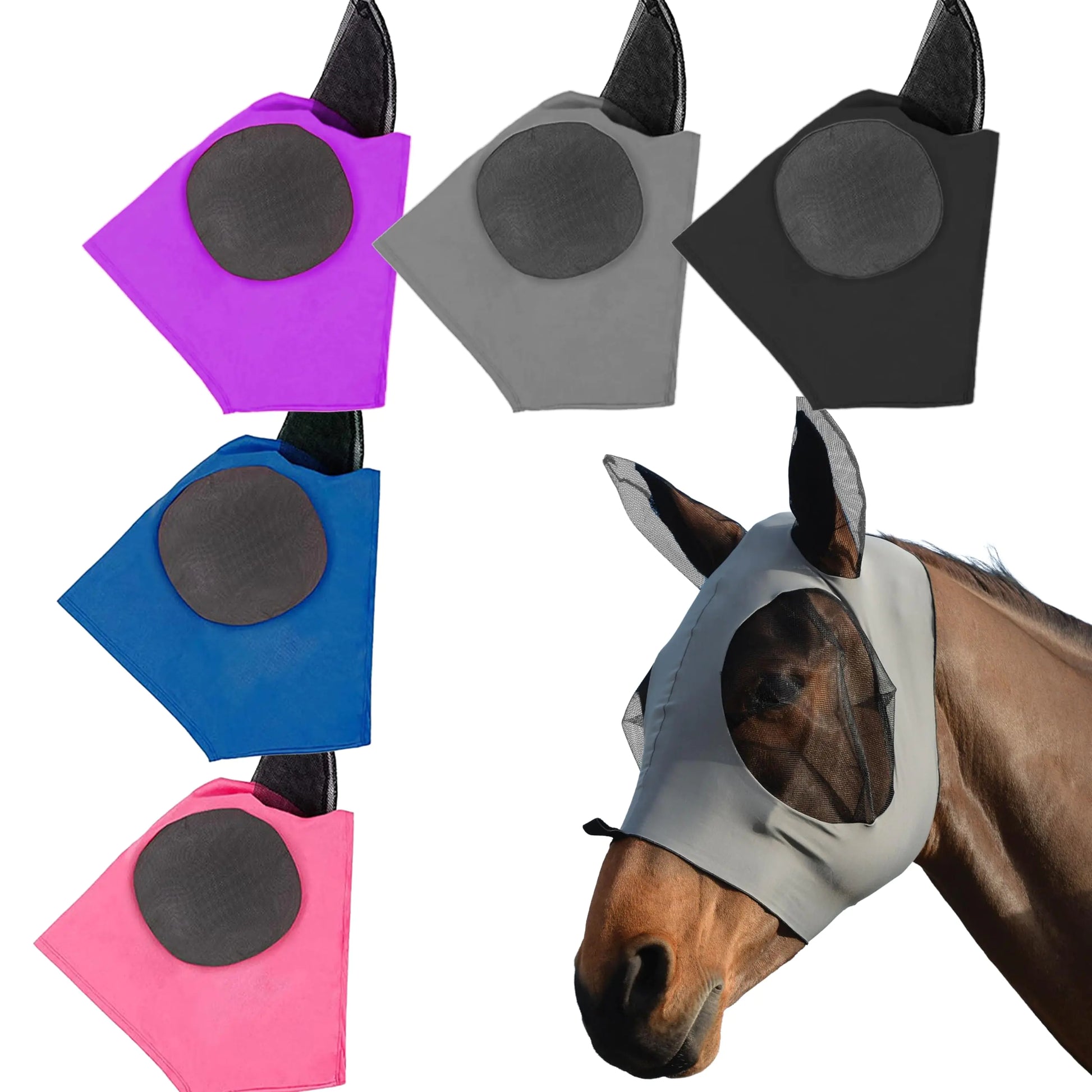 5 Pcs Elastic Fly Masks for Horses with Ears Ultra Lightweight UV-Proof Full Visibility Stretchy Fly Masks for Cobs Arabians Most Morgans and Some Quarter Horses Small-Headed Horses