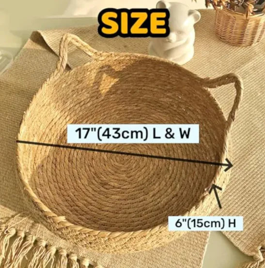 Cat Bed Pet Nest Manual Rattan Woven Cattailgrass Cat Scratch Board Removable