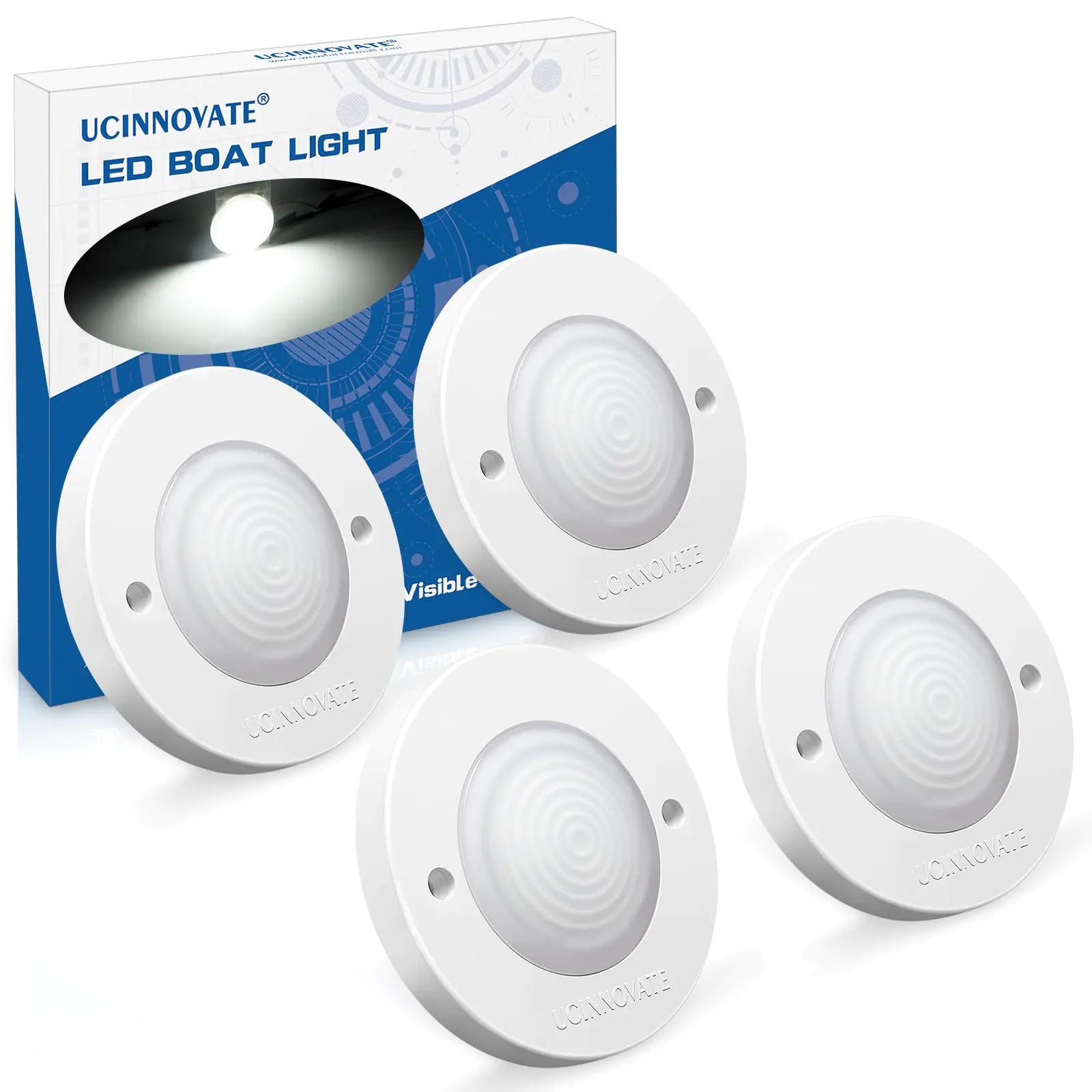 4Pcs 3.15”Round LED Marine Boat Light LED Navigation Boat Light LEDs Boat Interior Light LED Boat Deck Courtesy Light IP65 Waterproof Boat LED Stern Lights Night Fishing Lights 12-24V (White)