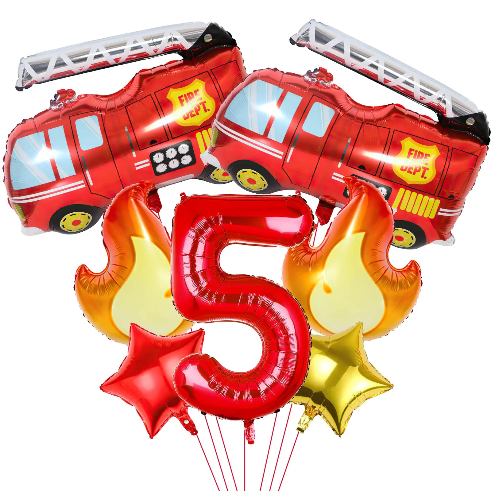 Fire Truck Party Decorations 7pcs Fire Truck Birthday Party Balloons Fire Party Balloons for Firefighters 5th Birthday Fire Engine Rescue Themed Party Supplies