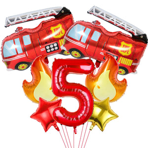 Fire Truck Party Decorations 7pcs Fire Truck Birthday Party Balloons Fire Party Balloons for Firefighters 5th Birthday Fire Engine Rescue Themed Party Supplies