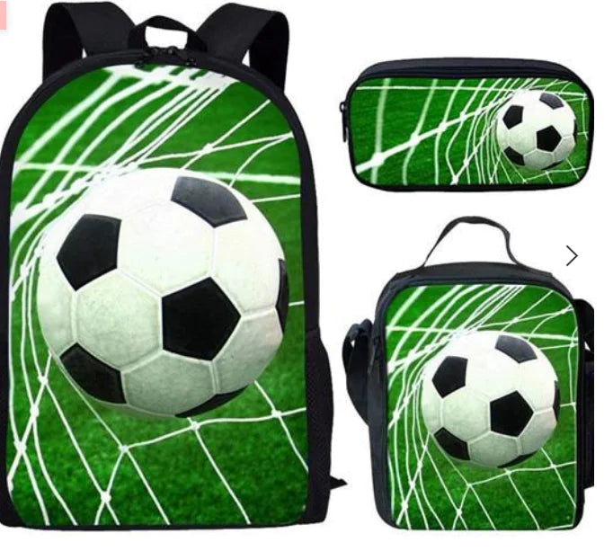 Children's Football Print 3-Piece Backpack Set