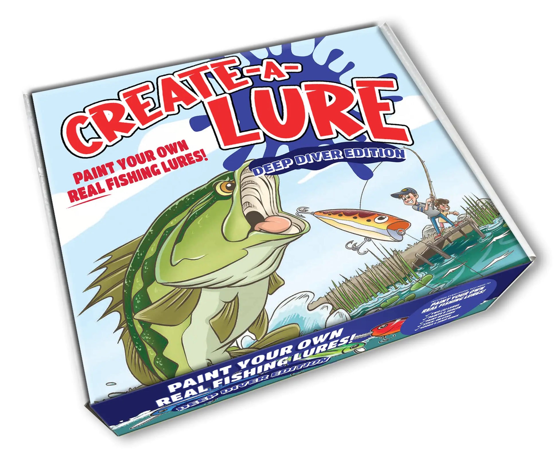 Create-A-Lure Deep Diver Edition: Kid-Friendly Activity and Lure Making Kit - Includes Paint Brushes and 2 Lures - Perfect Arts and Crafts for Kids Tackle Box and Fishing Gear Must-Have