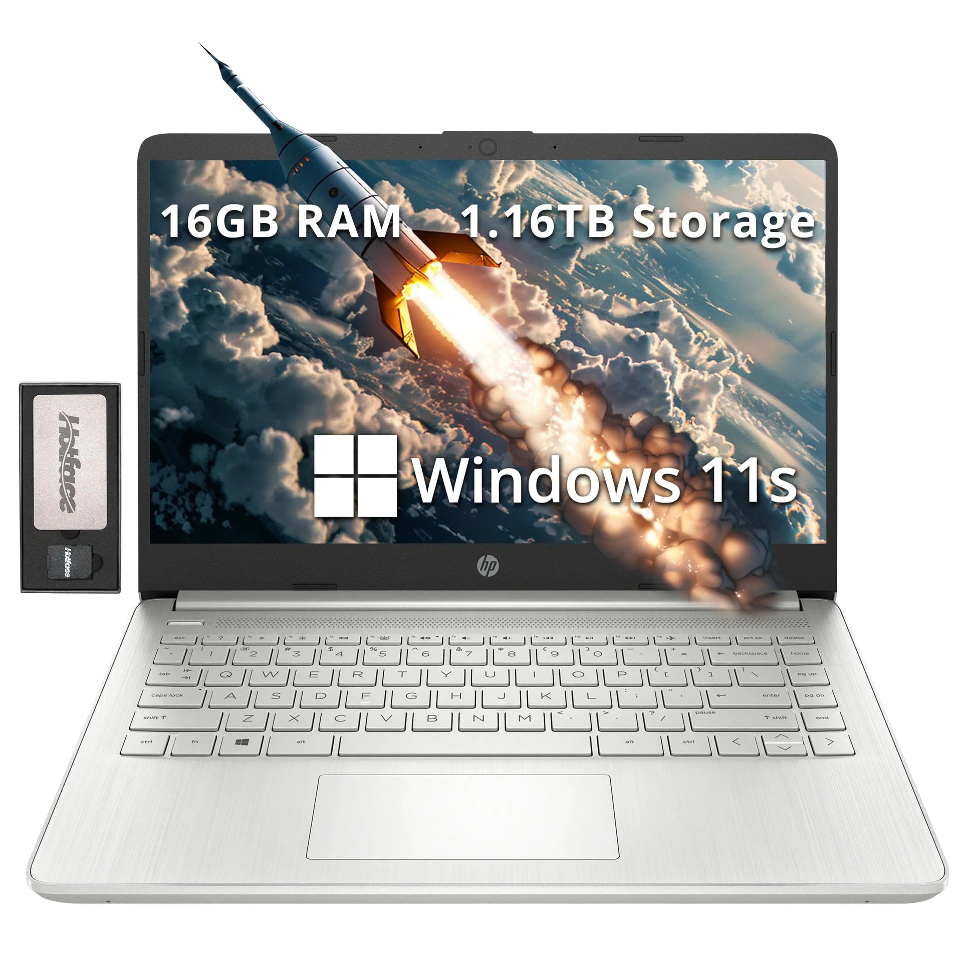 HP Stream 14" HD BrightView Laptop Intel Pentium Silver N5030 16GB RAM 1.16TB Storage(1TB SSD + 160GB Docking Station Set) Intel UHD Graphics 720p Camera 1 Year Office 365 Win 11 S Silver