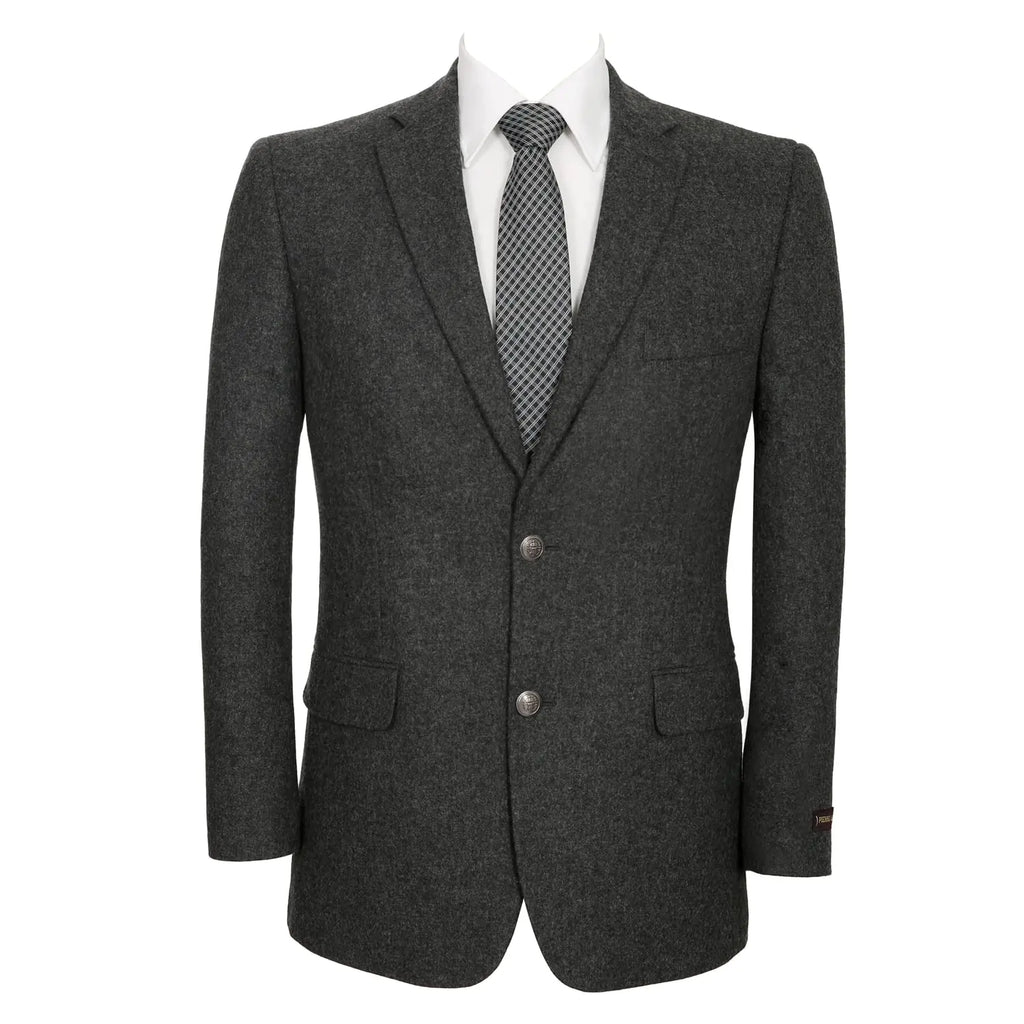 Teemlanny Mens Blazer Sport Coat Classic Fit Wool Blend 2 Button Business Suits Jacket Charcoal