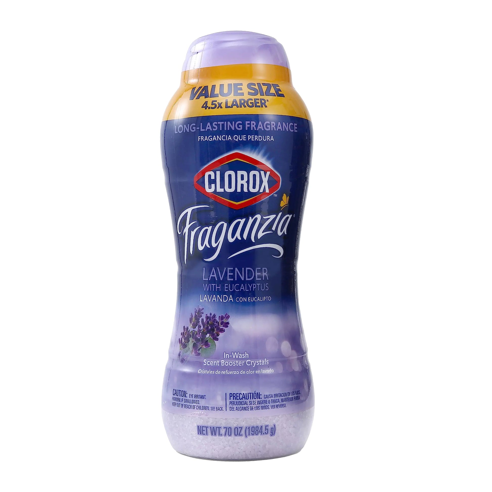 Clorox Fraganzia Laundry Scent Booster Crystals in Lavender with Eucalyptus Scent - Scented In-Wash Freshener Beads for Fresh Clean Great Smelling Clothes and Linens 70 Oz