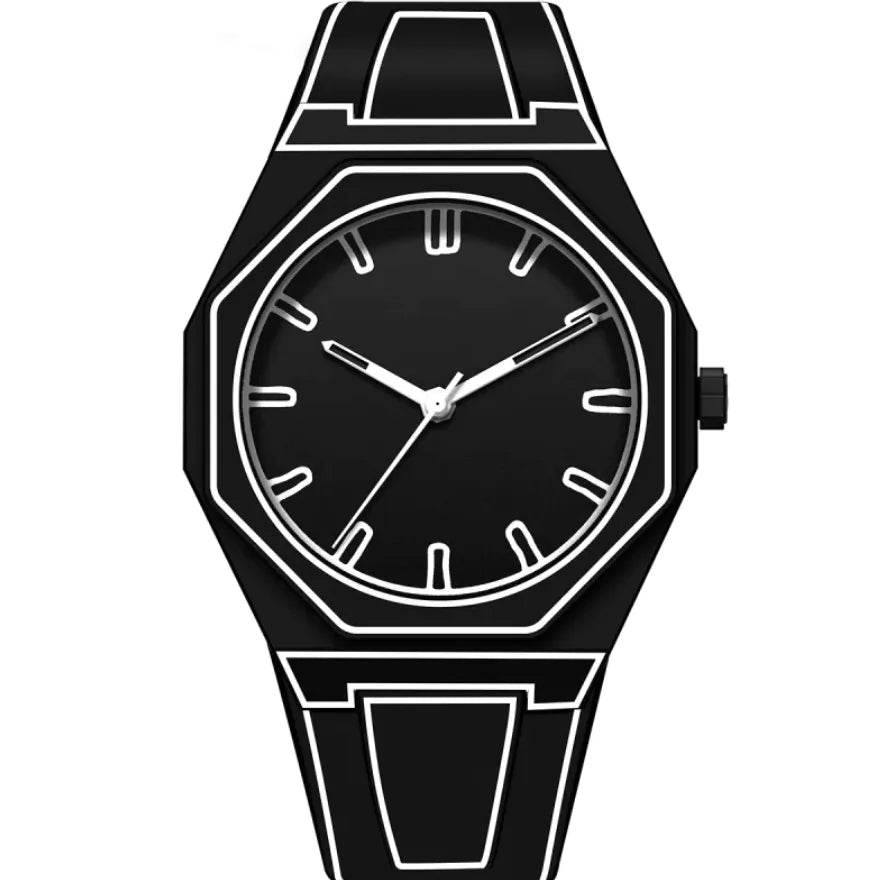 Men's Waterproof Quartz Watch with Silicone Dial