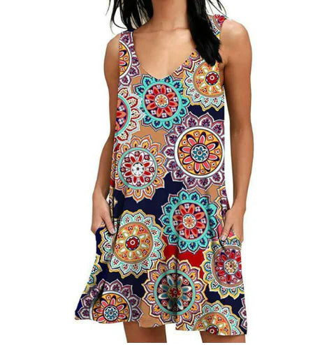 V-Neck Printed Sleeveless Top