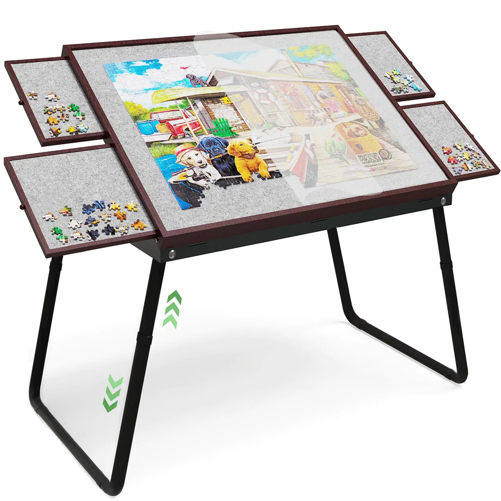 Jigsaw Puzzle Table 1500pcs18-28in Height Adjustable and Five Up Angles Puzzle Tables with DrawersJigsaw Puzzle Board with CoverPuzzle Tables for Adults