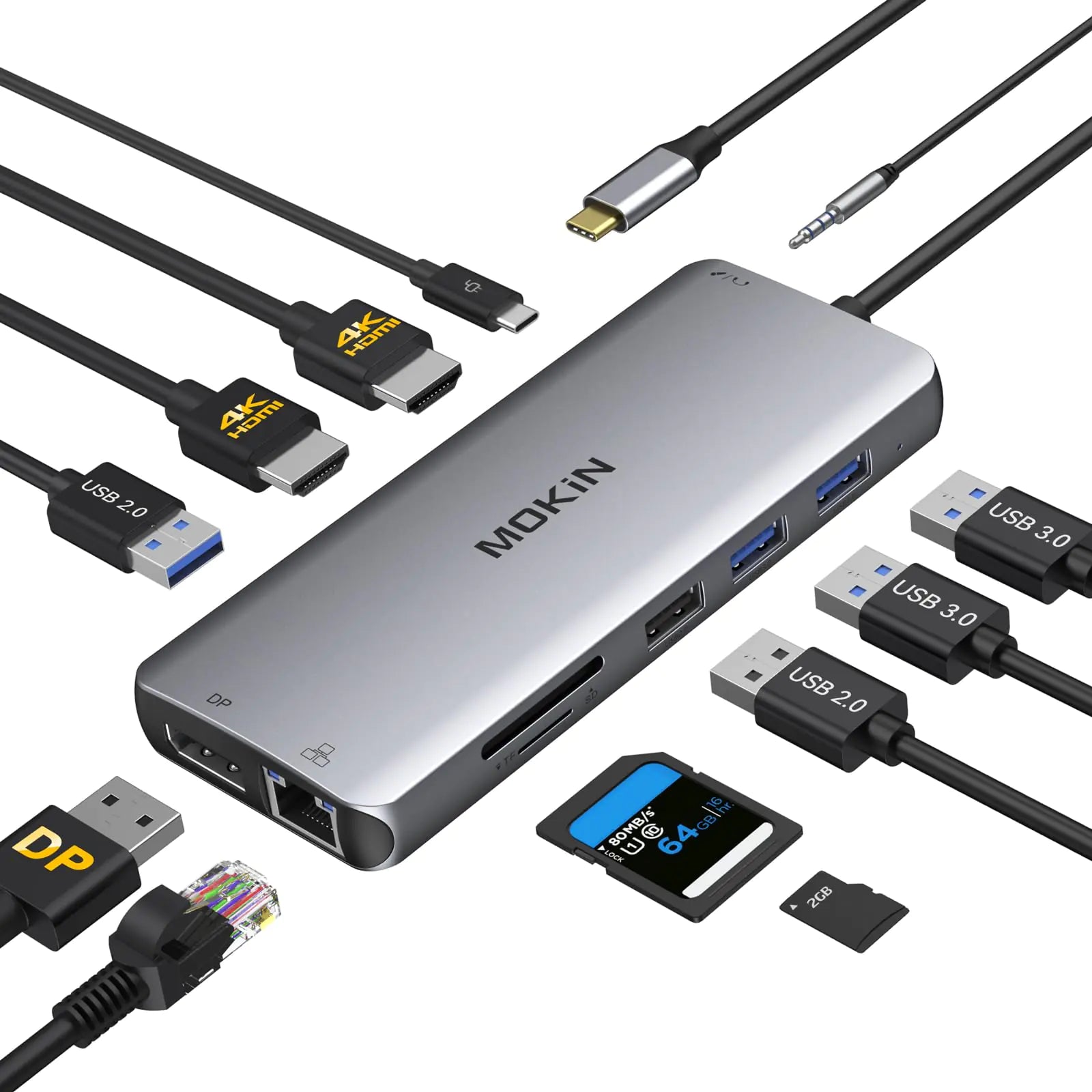 USB C Docking Station 3 MonitorsUSB C Hub with 2 HDMI DisplayPort 100W PD 4 *USB Gigabit Ethernet SD/TF Card Reader Audio PortMultiport Adapter for LaptopsHP Dell Lenovo Surface
