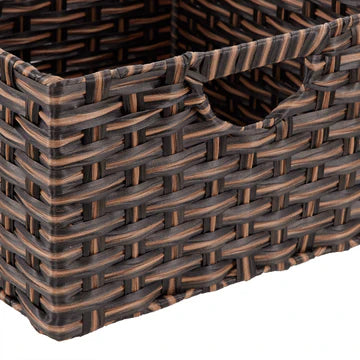 Seville Classics Premium Handwoven Portable Laundry Bin Basket with Carrying Handles Household Storage for Clothes Linens Sheets Black Rectangular (2-Pack)