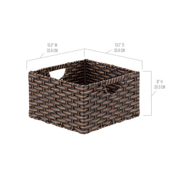 Seville Classics Premium Handwoven Portable Laundry Bin Basket with Carrying Handles Household Storage for Clothes Linens Sheets Black Rectangular (2-Pack)