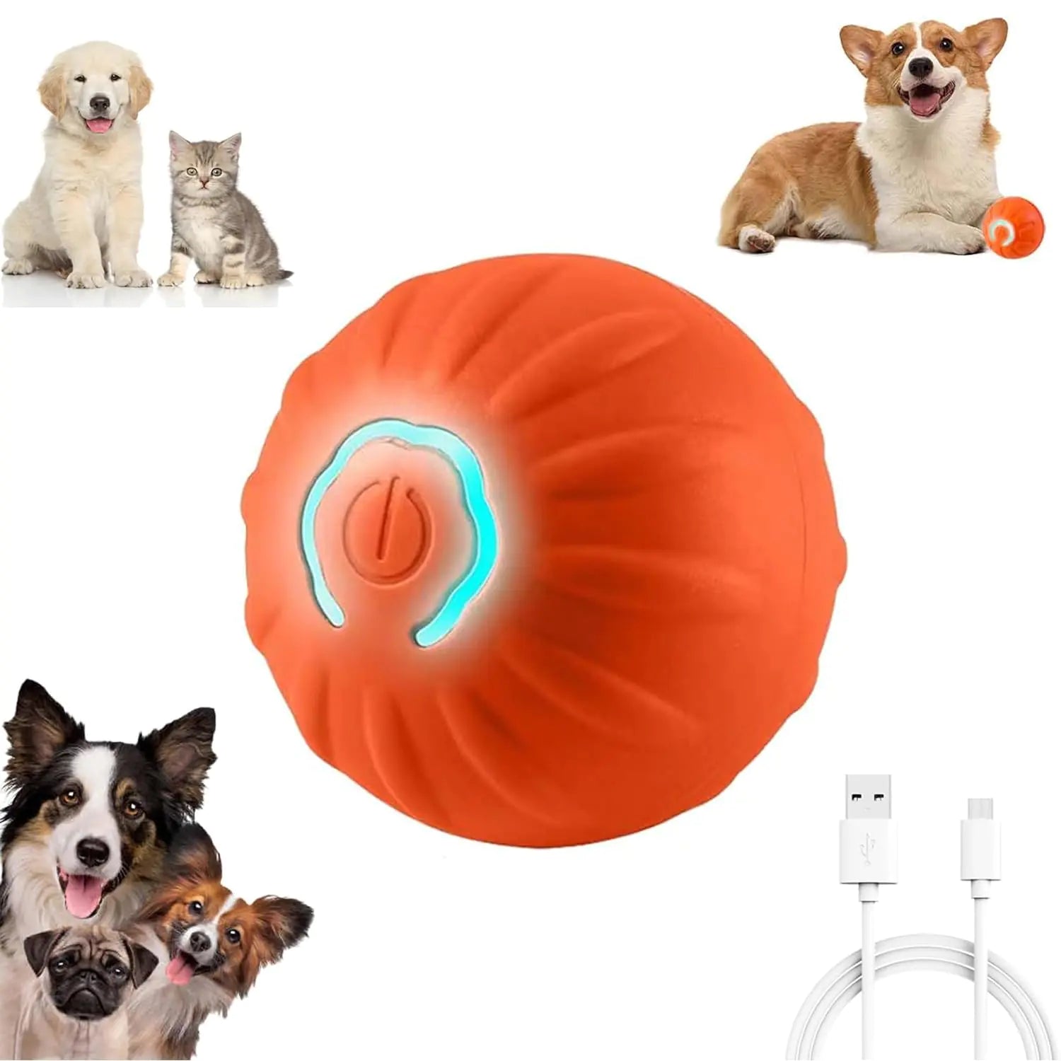 GSHLGAO Shaky Ball Toy for DogsVibrating Dog BallShaky Ball Dog ToyAutomatic Moving Dog Toy BallVibrating Ball for Dogs for Small Medium Large Dogs (Orange)