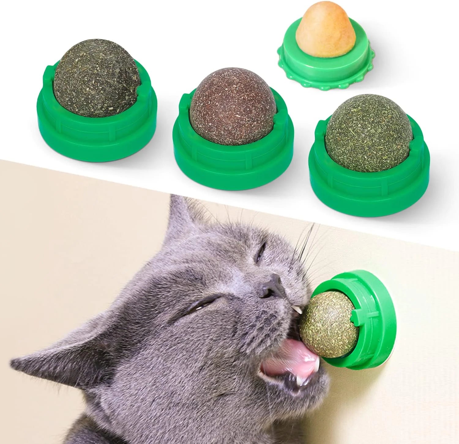 Edible Catnip & Silvervine Ball Toy Set (4 Pcs)
